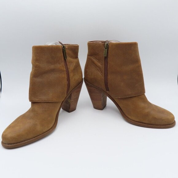 Jessica Simpson Womens 9.5 Cainn Brown Leather Double Buckle Ankle Boots Heels - Picture 8 of 12